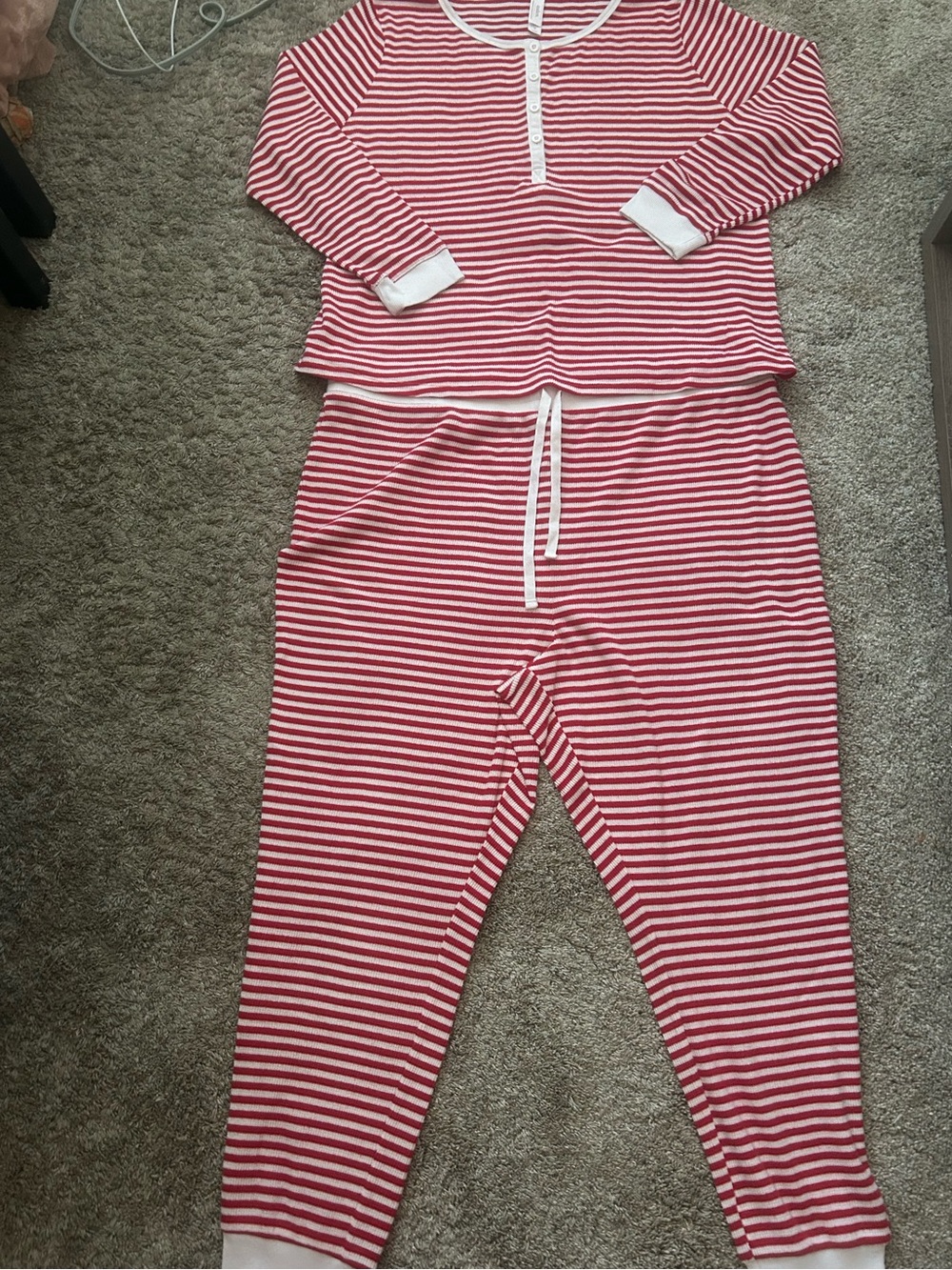 Auden Women’s Red & White Striped Long Sleeve Pajama Set